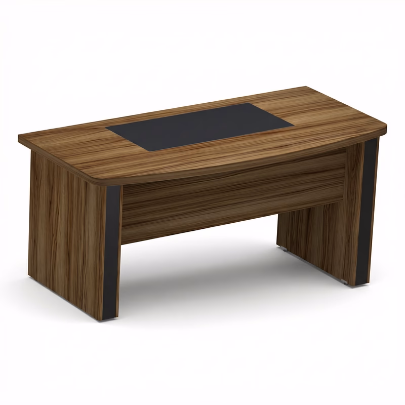 Mesa Curve Gold com Vidro Embutido Nogal