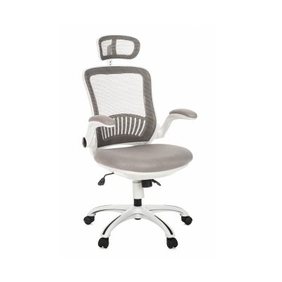 Cadeira Blume Presidente BLM901 P C/Apoio De Cabeça Branco/Cinza